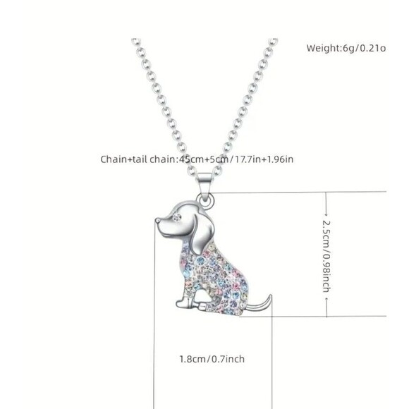 RAINBOW Rhinestones Puppy Dog Necklace Women Men Teens - Picture 4 of 5